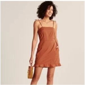 Abercrombie & Fitch Rust Orange Tie Strap Smock Mini Dress Size Small